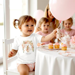Ballerina Bunny Rose Arch Birthday Girl Tee