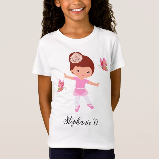 Ballerina Butterfly Friend Tutu Ballet Girl T-Shirt (Front)