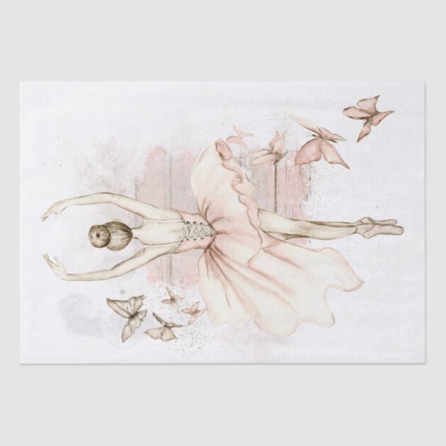 Ballerina Butterfly Watercolor Decoupage Tissue Paper (Front)