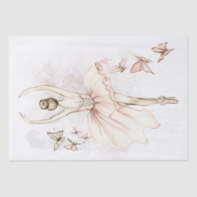 Ballerina Butterfly Watercolor Tissue Paper (Front)