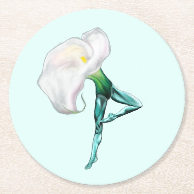 Ballerina Calla Lily Ballet Dancer Paper Coaster (Front)
