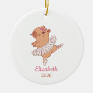 Ballerina Capybara, Adorable Ballet Dancing Ceramic Tree Decoration