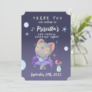 Ballerina Cat Kids Birthday Party Thank You Card