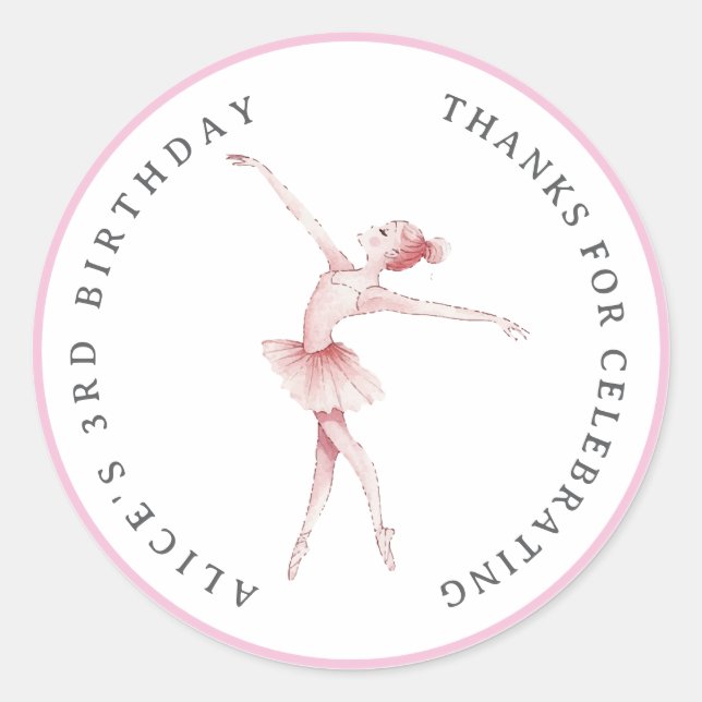 Ballerina Centre Stage Birthday Classic Round  Sticker (Front)
