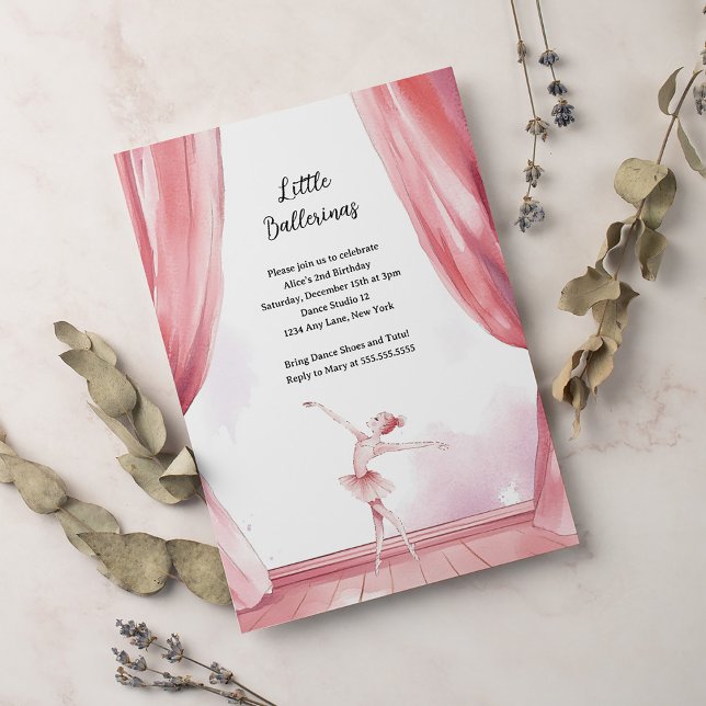 Ballerina Centre Stage Kids Birthday Party Invitation (Creator Uploaded)