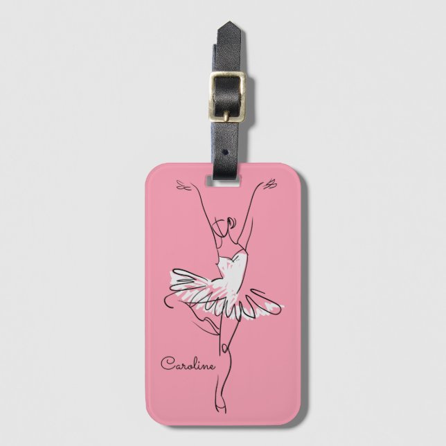 Ballerina custom name & colour luggage tag (Front Vertical)