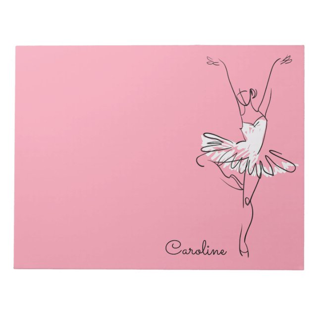 Ballerina custom name & colour notepad (Front)