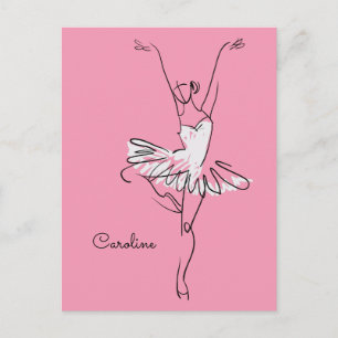 Ballerina custom name & colour postcard