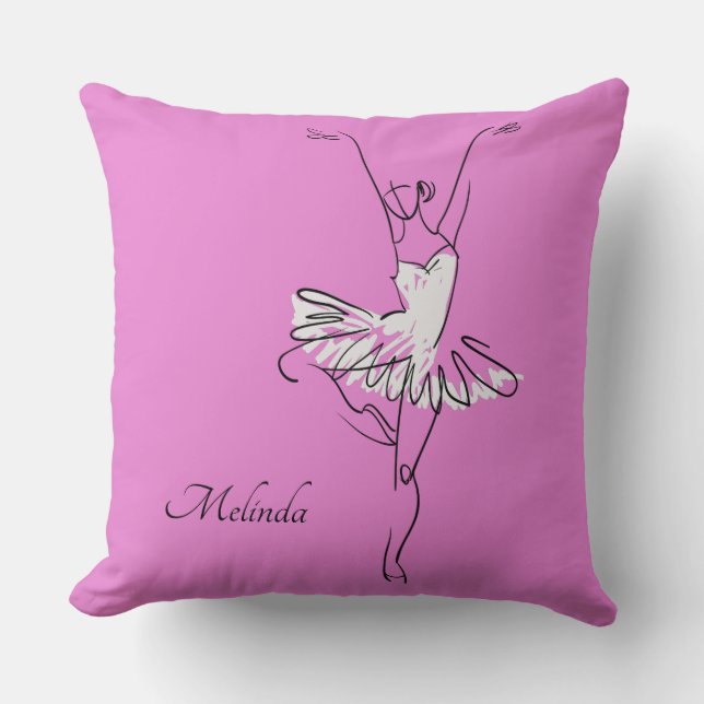 Ballerina custom name & colour throw pillows (Front)