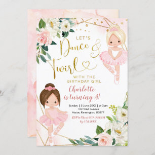 Ballerina Dance and Twirl Birthday Invitation