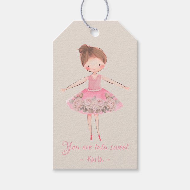 Ballerina Dance Birthday Party Gift Tags (Front)