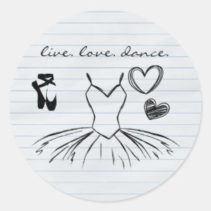 Ballerina Dance Doodles and Notebook Paper Classic Round Sticker