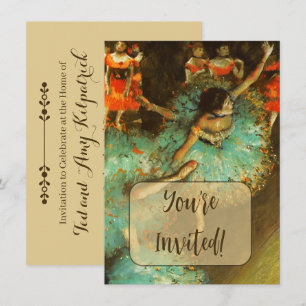 Ballerina Dance Green Dancer Edger Degas Painting Invitation