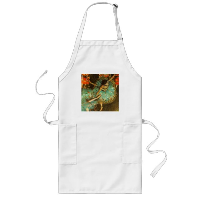 Ballerina Dance Green Dancer Edger Degas Painting Long Apron (Front)