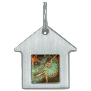 Ballerina Dance Green Dancer Edger Degas Painting Pet Name Tag