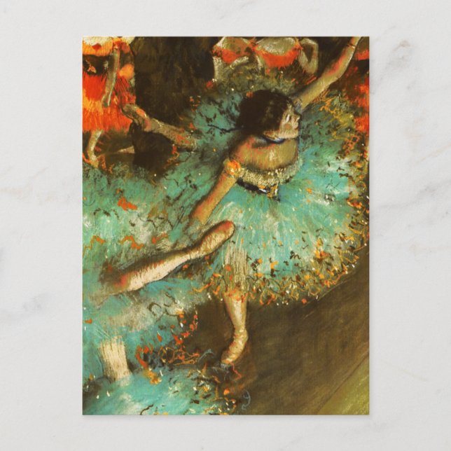 Ballerina Dance Green Dancer Edger Degas Painting Postcard (Front)