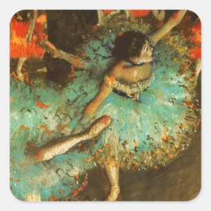 Ballerina Dance Green Dancer Edger Degas Painting Square Sticker