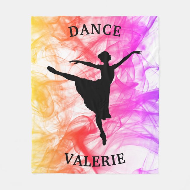 Ballerina Dance Pastel Watercolor Fleece Blanket (Front)