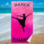 Ballerina Dance Pink Ombre Sparkle  Beach Towel<br><div class="desc">Immerse yourself in the world of ballet with our Ballerina Dance Pink Ombre Silver Sparkle beach towel. Each towel is uniquely designed and can be personalized with the name of your favorite dancer. It's more than just a towel, it's an expression of your passion for ballet. Who's the lucky dancer...</div>