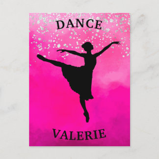 Ballerina Dance Pink Ombre Sparkle Postcard