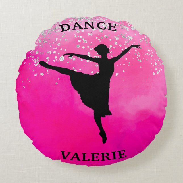 Ballerina Dance Pink Ombre Sparkle    Round Cushion (Front)