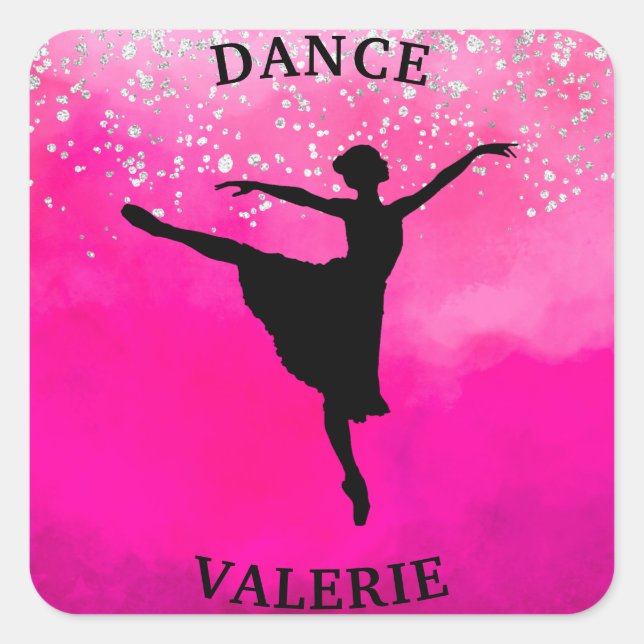 Ballerina Dance Pink Ombre Sparkle  Square Sticker (Front)