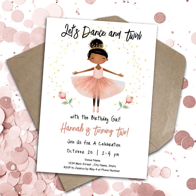 Ballerina Dance Twirl 2nd Birthday Girl Pink Invitation (Creator Uploaded)