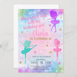 Ballerina Dance Twirl girl birthday invitation. Invitation