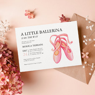 Ballerina Dancer Girl Baby Shower Minimalist Shoes Invitation
