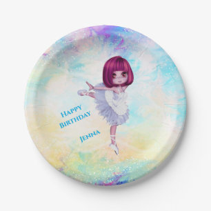 Ballerina Dancer "Happy Birthday" Paper Plates