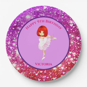 Ballerina Dancer "Happy Birthday" Paper Plates
