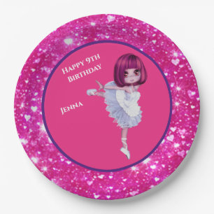 Ballerina Dancer "Happy Birthday" Paper Plates