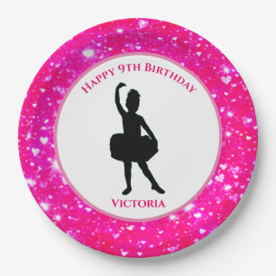 Ballerina Dancer "Happy Birthday" Paper Plates