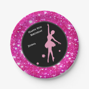 Ballerina Dancer "Happy Birthday" Paper Plates
