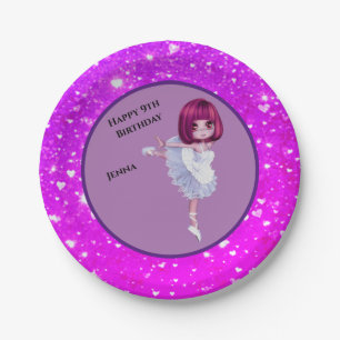 Ballerina Dancer "Happy Birthday" Paper Plates