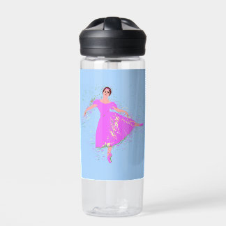 Ballerina Dancer in Magenta Pink Dress Water Bottle