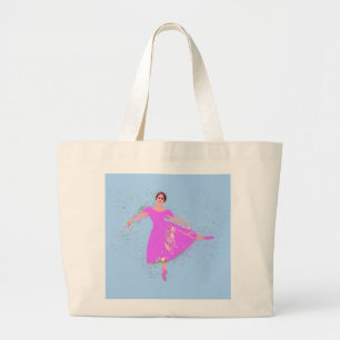 Ballerina Dancer Magenta Pink Dress  Large Tote Bag