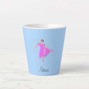 Ballerina Dancer Magenta Pink Dress Personalised Latte Mug