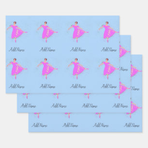 Ballerina Dancer Magenta Pink Dress Personalised Wrapping Paper Sheet