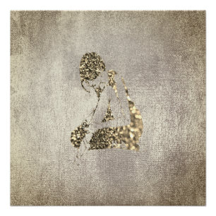 Ballerina Dancer Metallic Grey Foxier Glitter Gold Poster