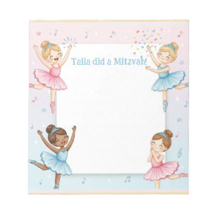 Ballerina Dancer Personalised Mitzvah Note Notepad