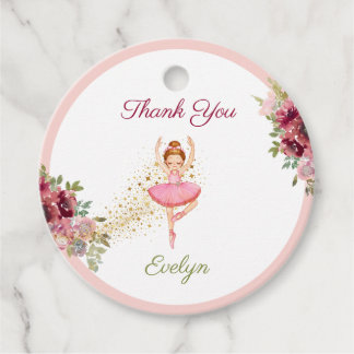 Ballerina Dancer| Pink Floral Ballet Birthday Favour Tags