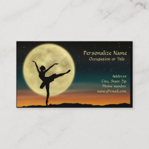 Ballerina Dancer Silhouette Full Moon Business Card