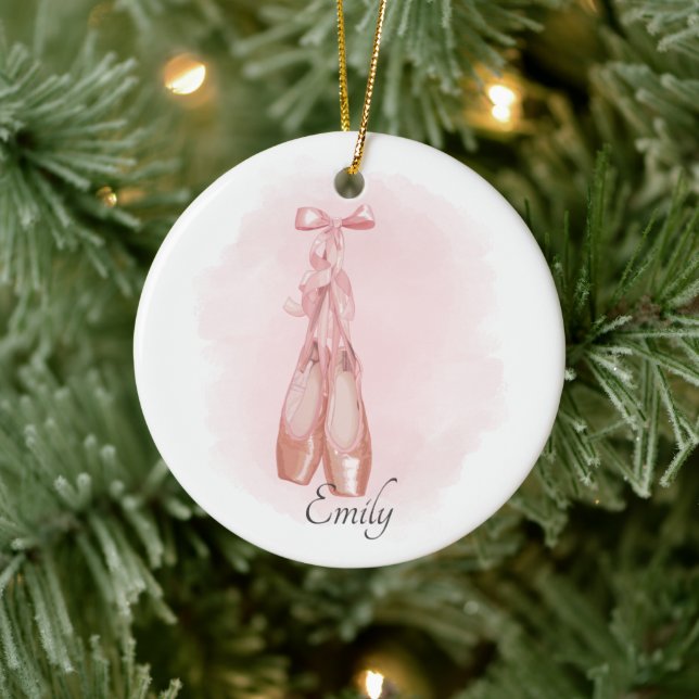 Ballerina Dancer Watercolor Theme Ceramic Ornament (Tree)