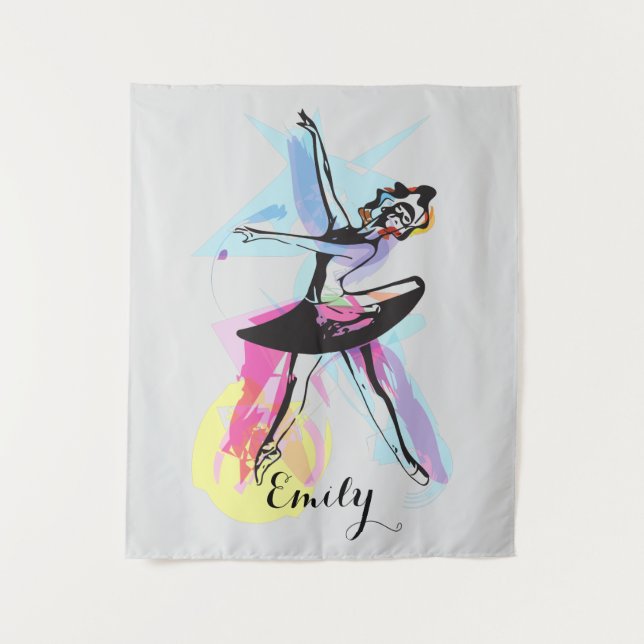 Ballerina Dancer Watercolor Theme  Customised Tapestry (Front)