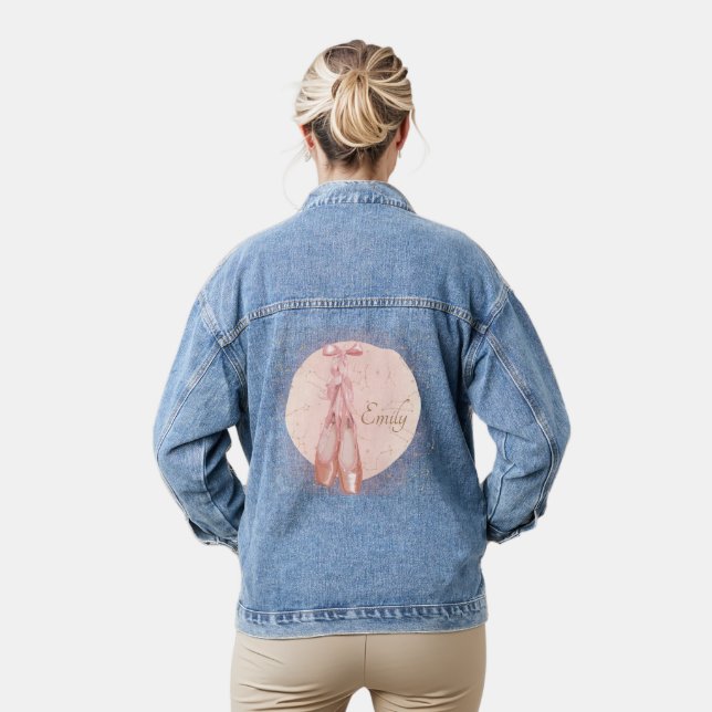 Ballerina Dancer Watercolor Theme Denim Jacket (Model)