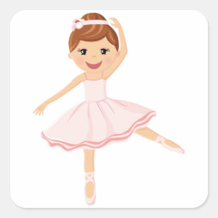 Ballerina Dancer with brown hair Square Sticker
