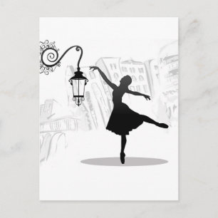 Ballerina dancing illustration postcard