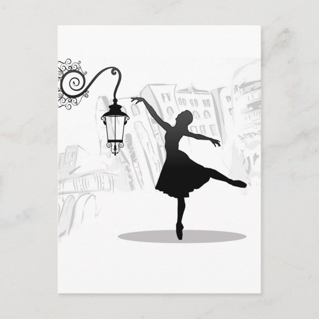 Ballerina dancing illustration postcard (Front)