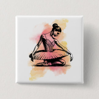 Ballerina Dancing in Color 15 Cm Square Badge